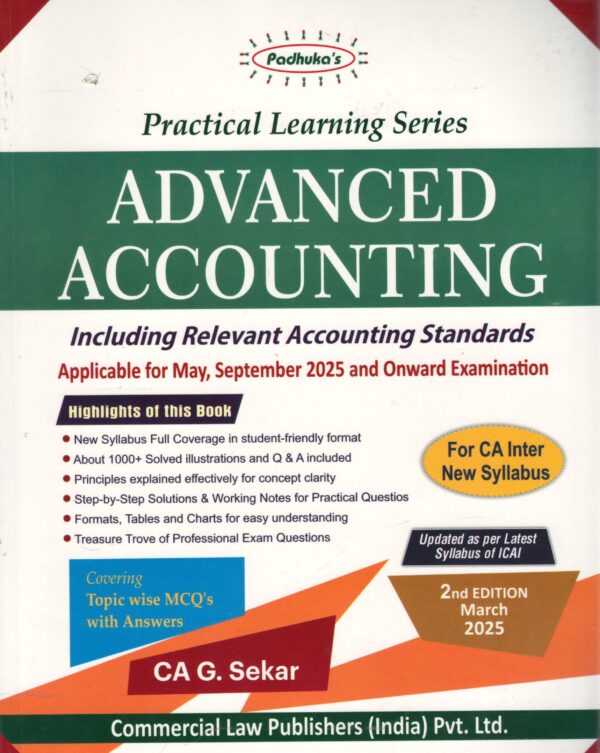 Commercial's Practical Learning Series Advanced Accounting For CA Inter - 2nd Edition 2025