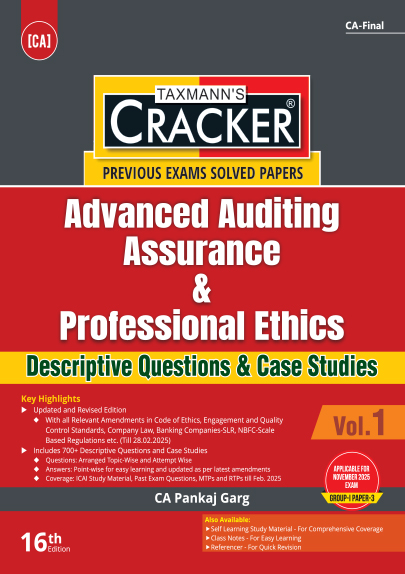 Taxmann's Cracker Advanced Auditing Assurance & Professional Ethics For CA final ( Group 1- Paper 3) (Set of 2 vols)- 16th Edition 2025