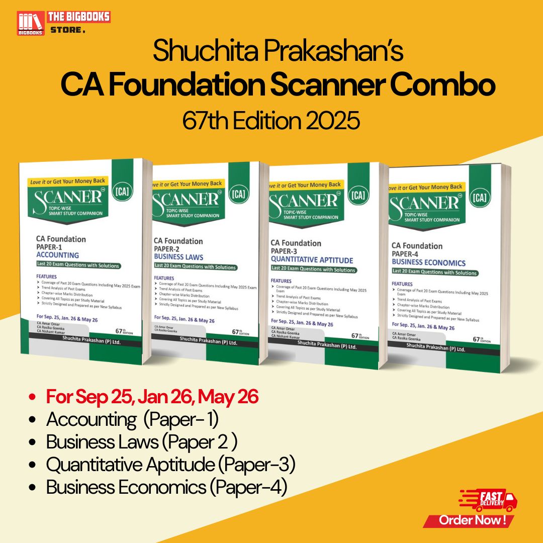 Suchita prakashan's CA Foundation Scanner Combo ( Paper -1 Accounting, Paper-2 Business Law, Paper-3 Quantitative Aptitude, Paper- 4 Business Economics )For (Sep 25, Jan 26, May 26) - 67th Edition 2025