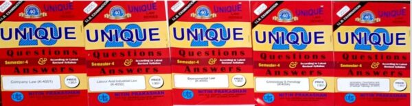 Nitin Prakashan Unique Law Series Questions & Answer Semester-4 (Company Law K-4001, Labour & industrial Law K-4002, Environmental Law K-4003, Arbitration,Conciliation And ADR K-4007) for LLB Exams - (Hindi)  Editon 2025