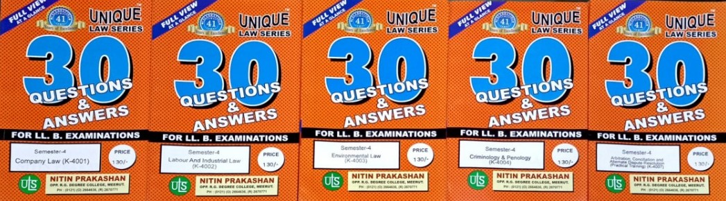 Nitin Prakashan Unique Law Series Questions & Answer Semester-4 (Company Law K-4001, Labour & industrial Law K-4002, Environmental Law K-4003, Arbitration,Conciliation And ADR K-4007) for LLB Exams - (English) Editon 2025