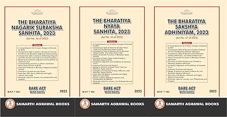 Samarth's Bare Act Combo Set (With Notes) (Bharatiya Nagarik Suraksha Sanhita [BNSS], Bharatiya Nyaya Sanhita [BNS], Bharatiya Sakshya Adhiniyam) [BSA] - Edition 2025