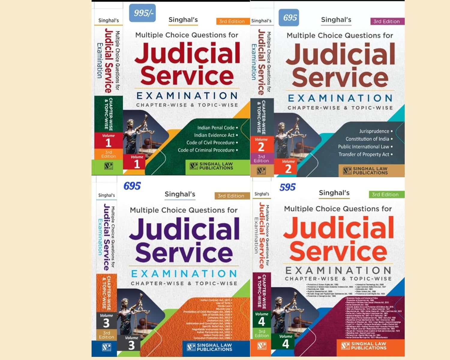 Singhal's MCQ Book for Higher Judicial Service Preliminary Examinations, Chapter-wise, (Combo of Volume 1,2,3,4) - Edition 2025