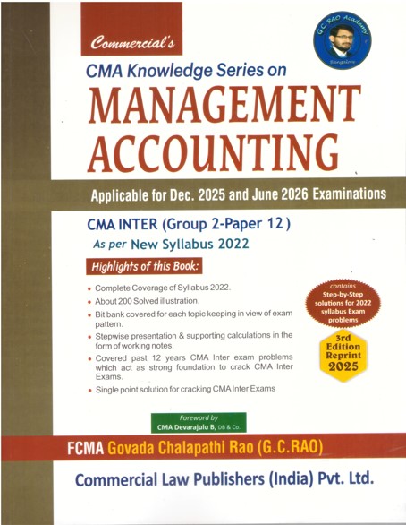 Commercial's CMA Knowledge series on Management Accounting For CMA Inter (Group 2- paper 12) - 3rd Reprint Edition 2025