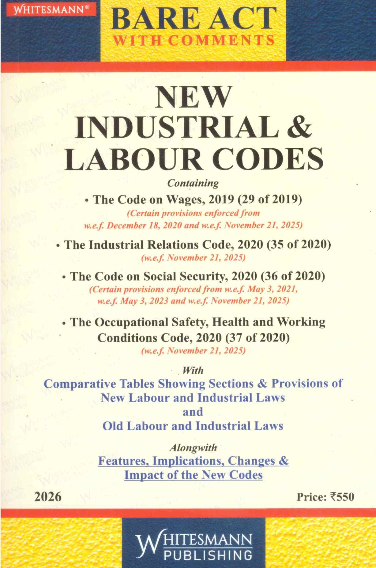 Whitesmann's Bare Act New industrial and labour law code - Edition 2026