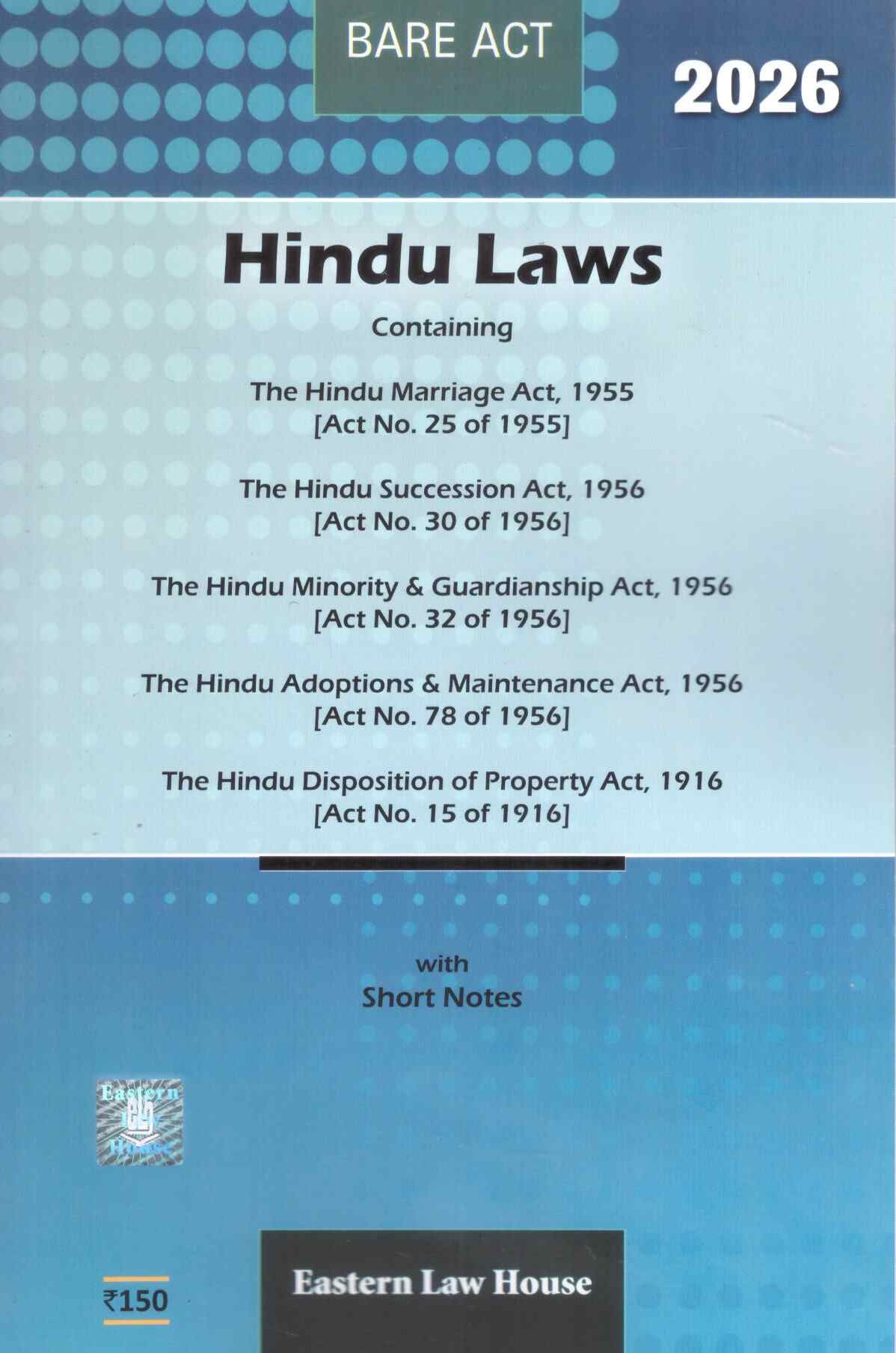 ELH's Bare Act Hindu Law short notes - Edition 2026