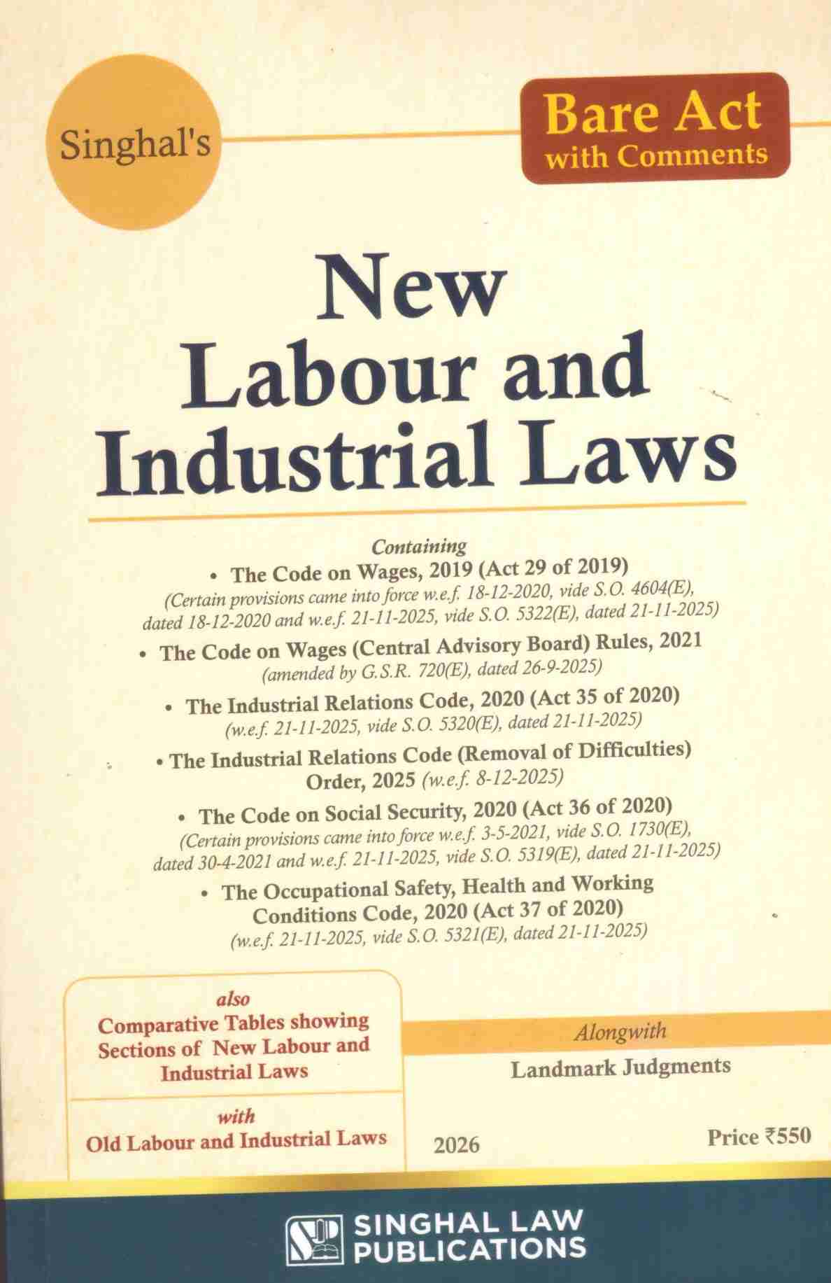 Singhal's Labour & Industrial laws (Bare Act With Comments) Along With Landmark Judgments - Edition 2026
