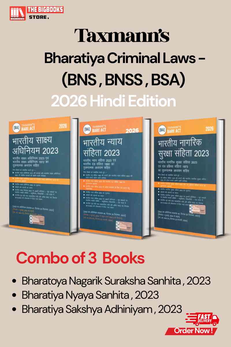 Taxmann's Combo of New Criminal Laws Bare Act (BNS, BNSS, BSA) with Comparative Study (Hindi) - Edition 2026 Taxmann's Combo of New Criminal Laws Bare Act (BNS, BNSS, BSA) with Comparative Study (Hindi) - Edition 2026