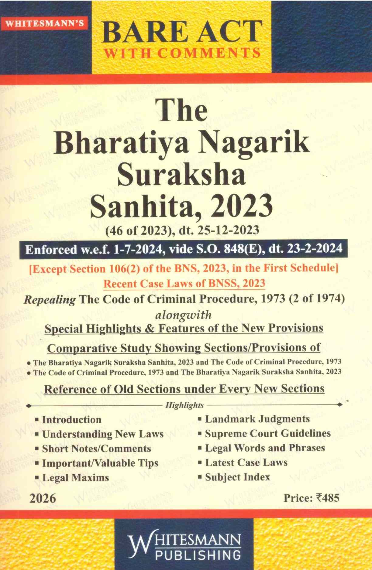 Whitesmann's The Bharatiya Sakashya Adhiniyam, ( BNSS) 2023 - Edition 2026