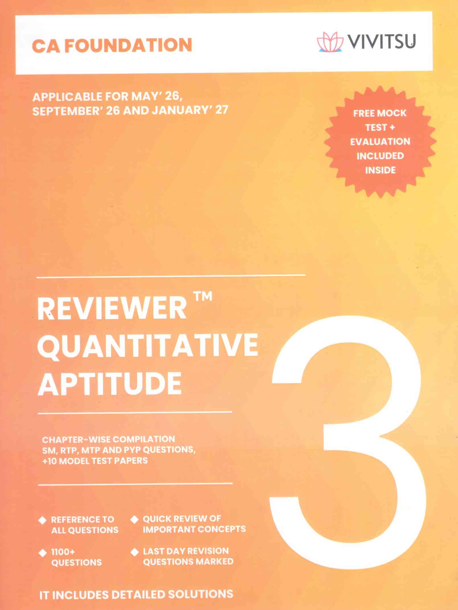 Vivitsu's CA Foundation Reviewer Quantitative Aptitude Applicable For May ,26 Sep ,26 and Jan, 27 - 4th Edition 2026