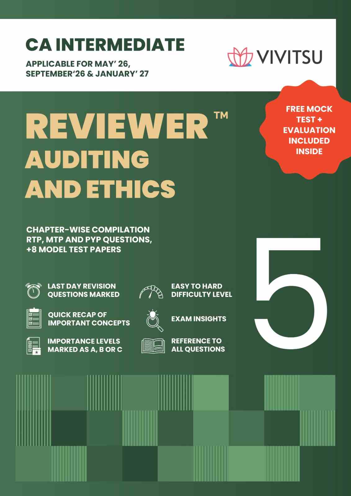 Vivitsu's CA Intermediate Reviewer Auditing And Ethics  Applicable For May ,26 Sep ,26 and Jan, 27 - 9th Edition 2026