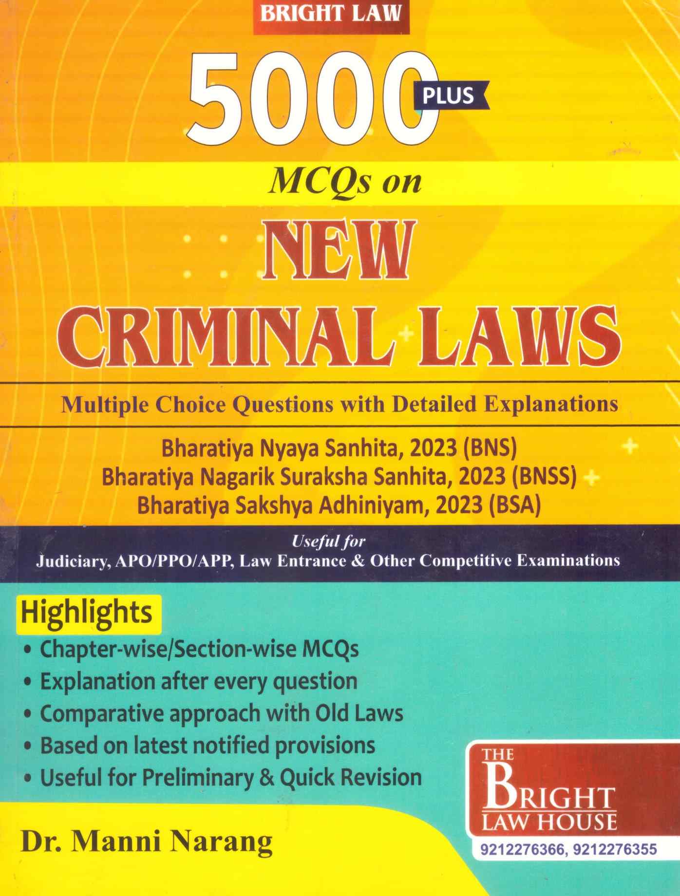 Bright's New Criminal Law 500 MCQ ( BNS ,BNSS ,BSA) -1st Edition 2026