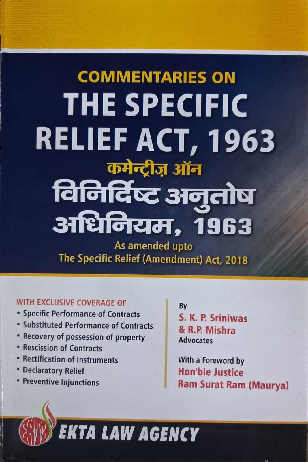 Ekta's Commentaries on Specific Relief Act 1963 ( Diglot ) - Edition 2022