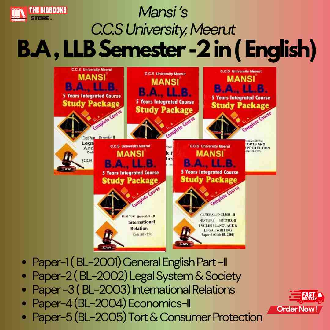Mansi’s C.C.S University, Meerut B.A. LL.B Semester 2 (English Medium) | BL-2001,BL-2002, BL-2003, BL-2004, BL-2005 - Edition 2026 Mansi’s C.C.S University, Meerut B.A. LL.B Semester 2 (English Medium) | BL-2001,BL-2002, BL-2003, BL-2004, BL-2005 - Edition 2026