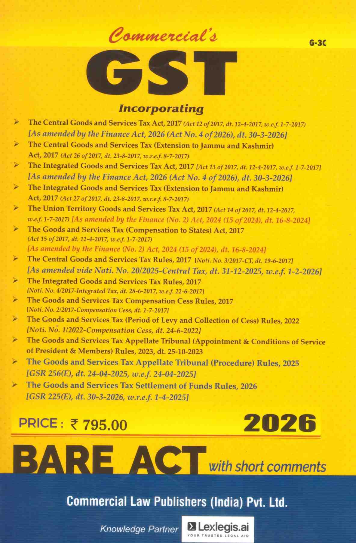 Commercial's GST Acts Alongwith Rules - Edition 2026