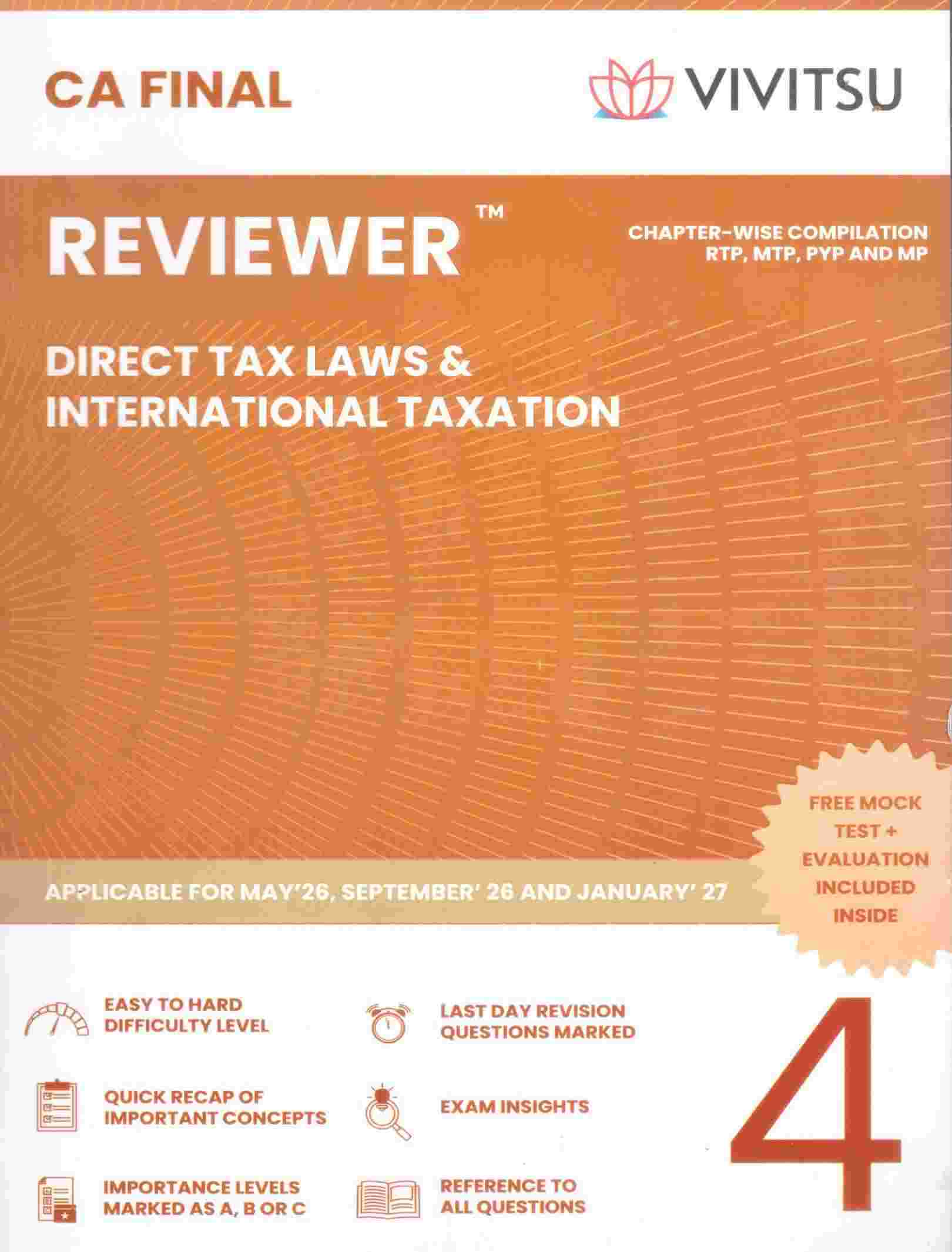 VIVISTU's CA FinalCombo (Group 2) Direct Tax Laws and International Taxation (Paper-4), Indirect Tax Laws (Paper-5), For Sep 25, Jan 26, May 26 - Edition 2026