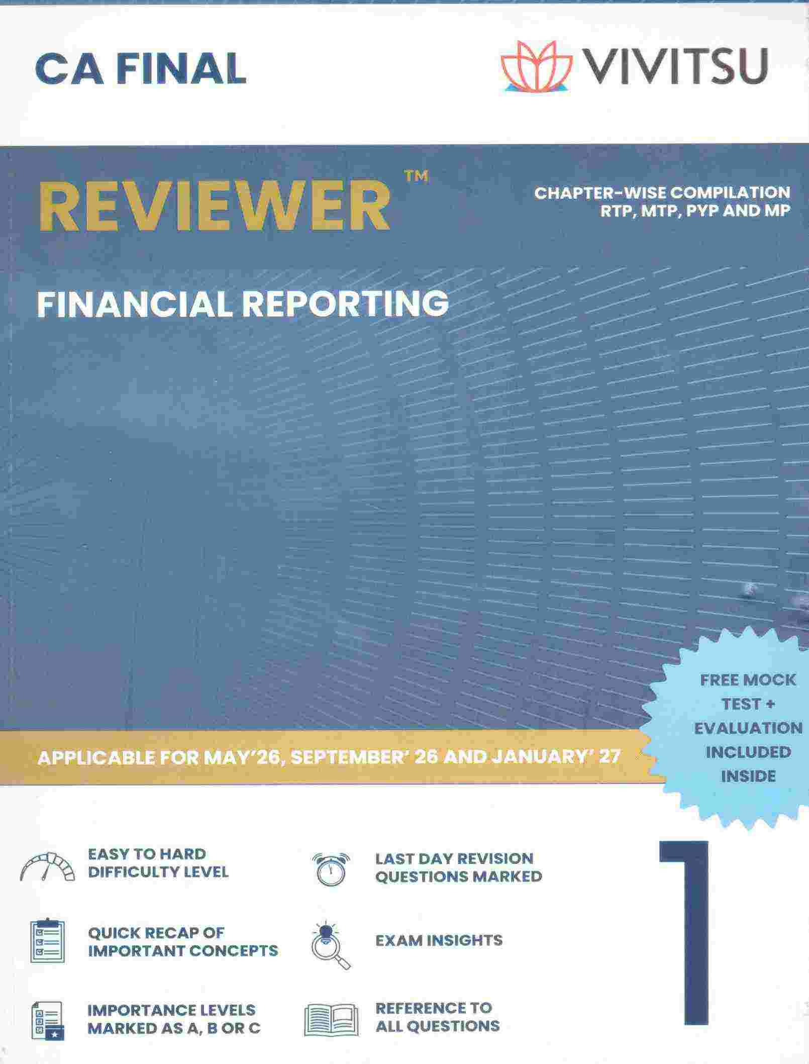 Vivitsu's CA Final Reviewer  (Group 1 ) Papar - 1 Financial Reporating Applicable For May ,26 Sep ,26 and Jan, 27 - 4th Edition 2026