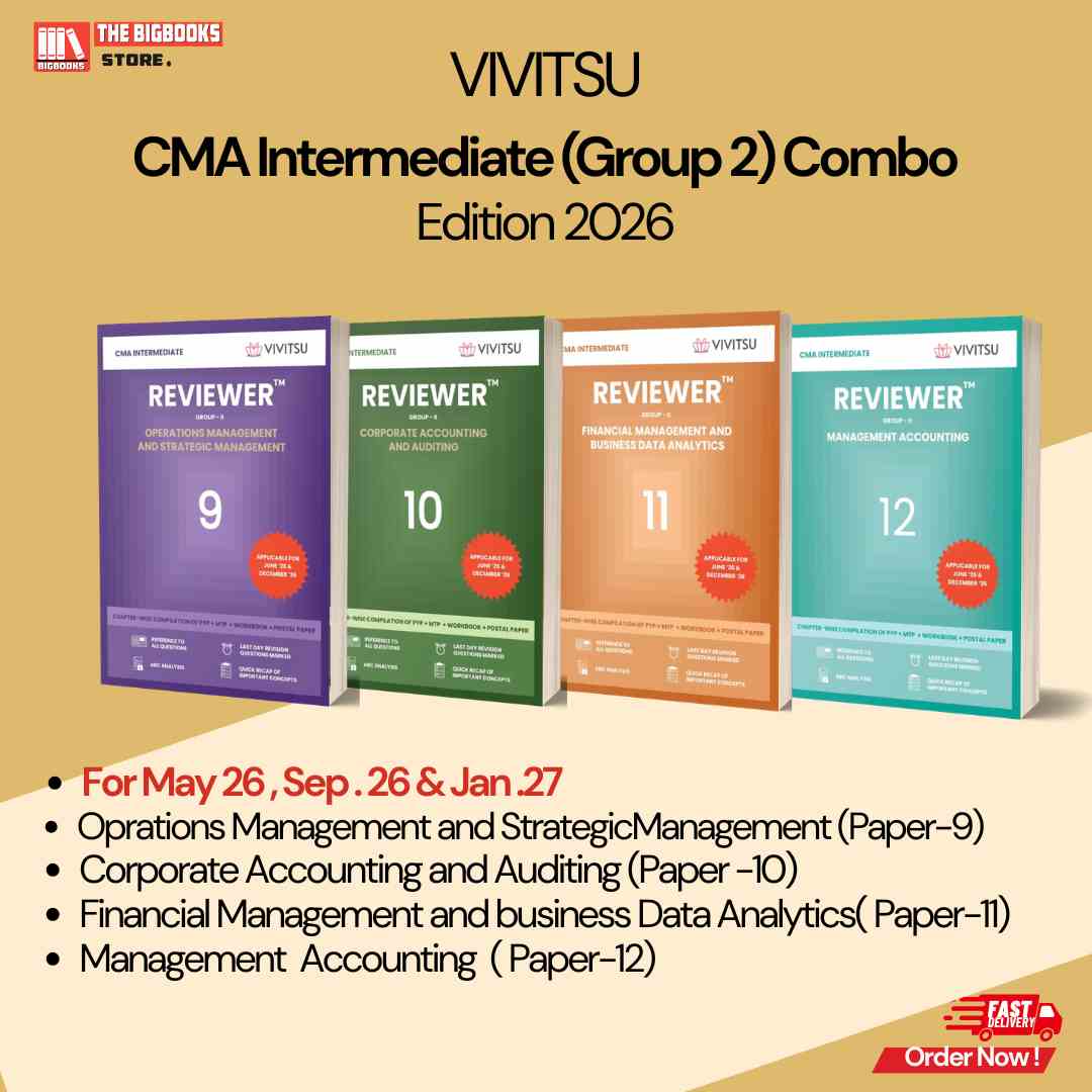 VIVITSU's CMA Intermediate Reviewer (Group 2) Combo ( StrategicManagement, Corporate Accounting , Financial and business Data Analytics, Accounting , May '26 Sep 36 and jan '27) - Edition 2026 VIVITSU's CMA Intermediate Reviewer (Group 2) Combo ( StrategicManagement, Corporate Accounting , Financial and business Data Analytics, Accounting , May '26 Sep 36 and jan '27) - Edition 2026