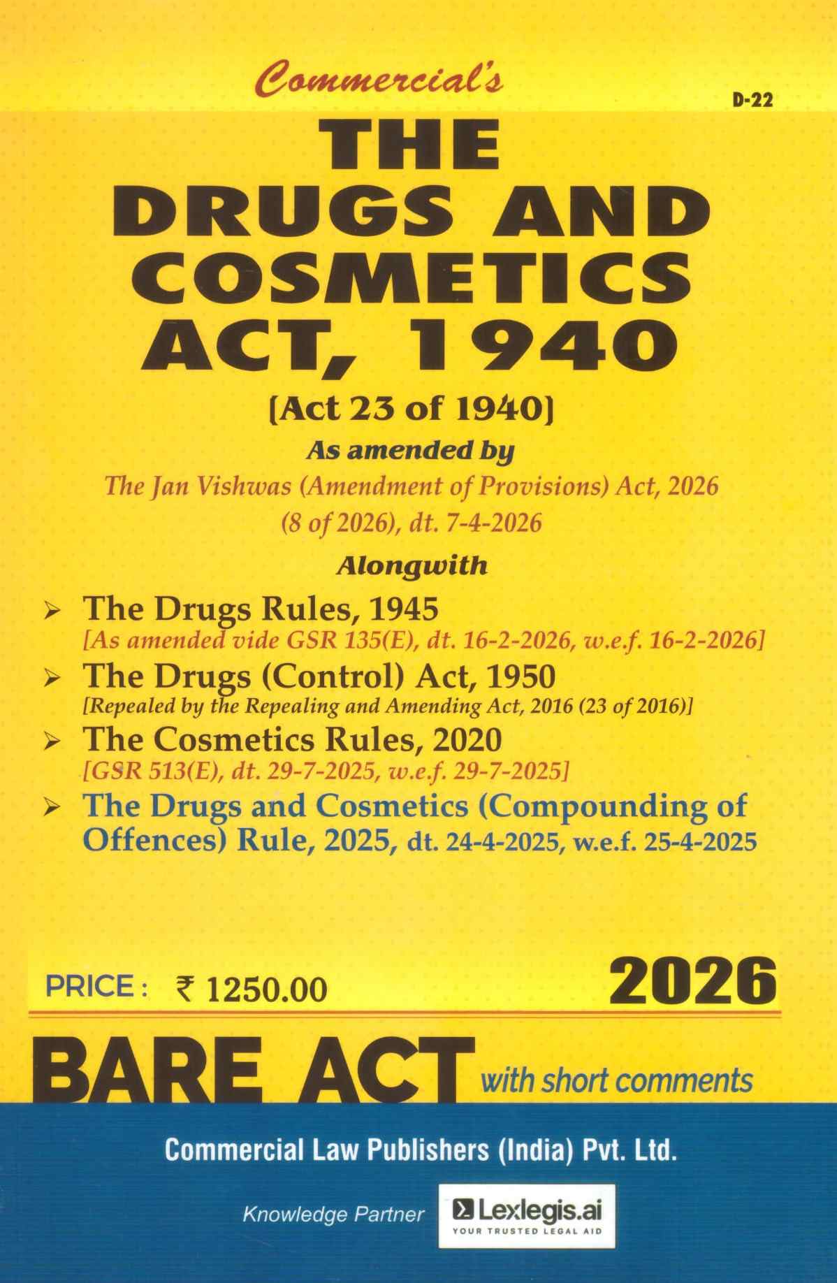 Commercial's The Drugs and Cosmetics Act , 1940 - Edition 202