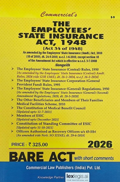 Commercial's The Employees' State Insurance Act, 1948 - Edition 2026 Commercial's The Employees' State Insurance Act, 1948 - Edition 2026