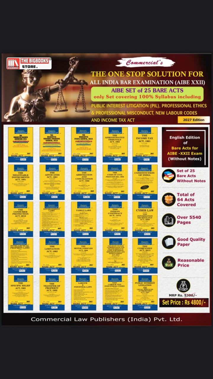 Commercial's AIBE Set Of 25 Bare Acts For All India Bar Examination (AIBE XXII) - 2027 Edition Commercial's AIBE Set Of 25 Bare Acts For All India Bar Examination (AIBE XXII) - 2027 Edition