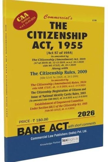 Commercial's The Citizenship Act, 1955 (Bare Act with Short Comments) - Edition 2026