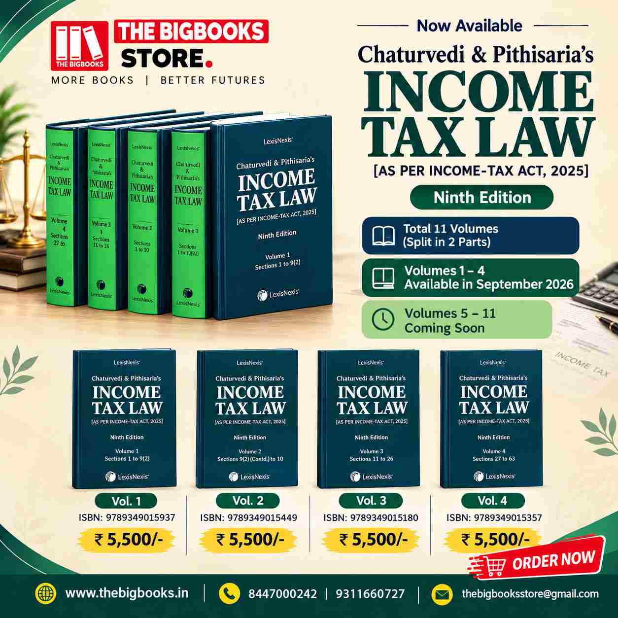 Lexis Nexis's Chaturvedi & Pithisaria’s Income Tax Law ( Vols 1 to 4 ) (As per Income-tax Act, 2025) – 9th Edition 2026 Lexis Nexis's Chaturvedi & Pithisaria’s Income Tax Law ( Vols 1 to 4 ) (As per Income-tax Act, 2025) – 9th Edition 2026